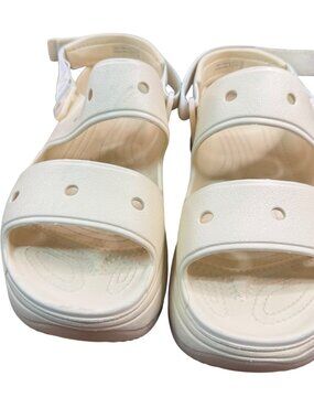 Crocs Classic Mega Crush Sandals Unisex W12/M10 Beige Adjustable Strap